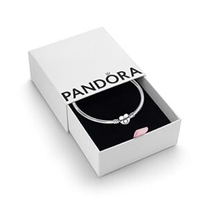 Pandora Moments Women's Sterling Silver Heart Clasp Bangle Bracelet for Charms