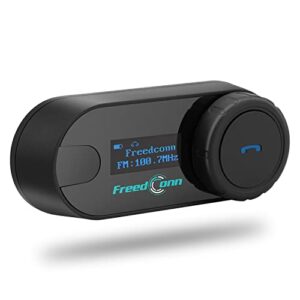 FreedConn T-COM SC Helmet Bluetooth Headset Upgrade Version Bluetooth Helmet Intercom For All Types of Motorbike Universal Pairing/2 Riders 800M Motorcycle Intercom/Music Sharing/LCD Scree