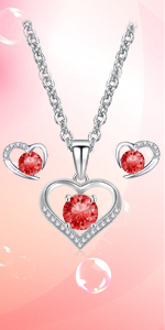 Heart Necklace Earrings Set