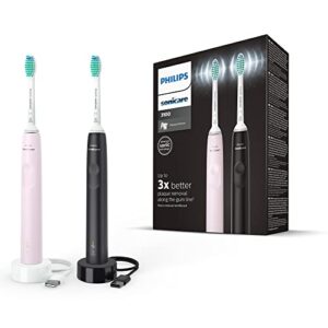 Philips Sonicare 3100 Series Sonic Electric Toothbrush (Dual Pack) with Pressure Sensor and BrushSync Replacement Reminder