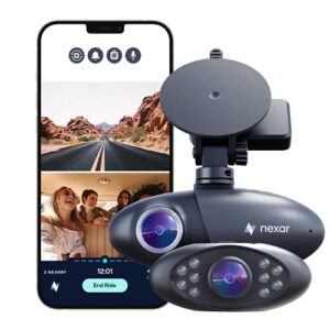 Nexar Pro Dual Dash Cam - HD Front Dash Cam and Interior Car Security Camera - Nexar Dash Cam Front and Rear - Dual Dash Cam Parking Mode and Wifi - Dash Cams for Cars - Dash Cam for Truckers 32GB
