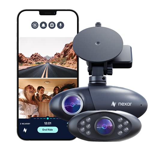 Nexar Pro Dual Dash Cam - HD Front Dash Cam and Interior Car Security Camera - Nexar Dash Cam Front and Rear - Dual Dash Cam Parking Mode and Wifi - Dash Cams for Cars - Dash Cam for Truckers 32GB