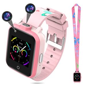 Topchances Kids Smart Watch for Boys Girls IP67 Waterproof Smartwatch with 2 Cameras Video Music Face Recognition Birthday for Girls Kids (Blue) (Pink)