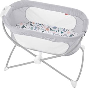 ​Fisher-Price Soothing View Bassinet – Pacific Pebble Folding Portable Baby Cradle for Newborns and Infants