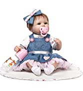 ZIYIUI Handmade Soft Silicone 18 inch Reborn Baby Doll Girl Lifelike Blue Eyes Newborn Girl Toy D...