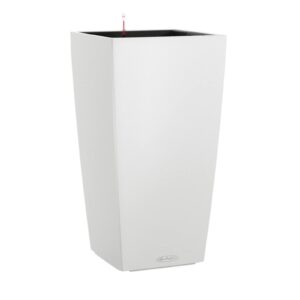 Lechuza CUBICO Color 30 Self Watering Planter Garden Flower Plant Pot Indoor/Outdoor Floor Planter with Drainage Hole and Plant Substrate Poly Resin H56 L30 W30 cm White