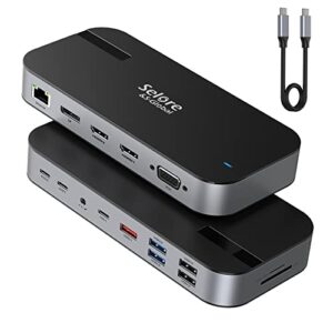 Docking Station Dual Monitor USB C Dock Quad Monitor Thunderbolt 3 Laptop Docking Station Dual HDMI with 10Gbps USB 3.1/USB C 2 HDMI DisplayPort VGA RJ45 100W PD SD/TF Video for Dell HP Surface