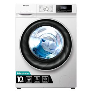 Hisense WFQY1014EVJM Freestanding 10 KG Front Load Washing Durable Inverter Machine Steam Wash Quick Wash 15 Washing Programs 1400 RPM White Energy Rating B            [Energy Class B]