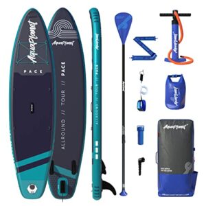 AQUAPLANET Inflatable Stand Up Paddle Board Kit - Pace | 10.6 Foot | Ideal for SUP Beginners & Experts | Includes Fin