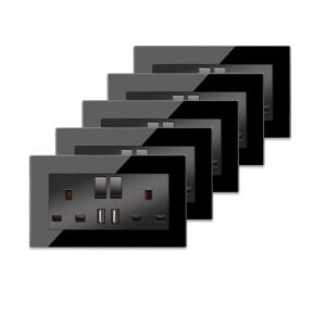 5 Pack CNBINGO Double Switched Socket with 2 USB Charging Ports