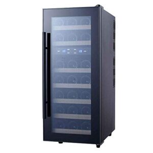 Cavecool wine cooler for 21 bottles | Wine Cooler with two temperature zones 7-18°C and 10-18°C| Eco friendly Wine Fridges with Energy class B | Black glass doo