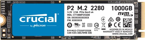 Crucial P2 1TB M.2 PCIe Gen3 NVMe Internal SSD - Up to 2400MB/s - CT1000P2SSD8