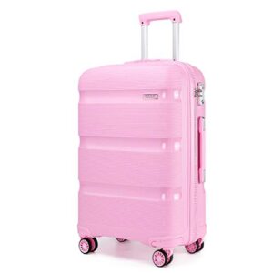 Kono Large Suitcase Hard Shell Travel Trolley 4 Spinner Wheels Lightweight Polypropylene Check in Luggage with TSA Lock (Pink