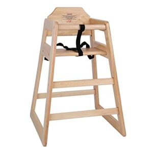 Bolero Wooden High Chair - Natural Finish Wood Design with Armrest & Foot Rest