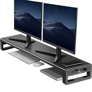 Vaydeer Dual Monitor Stand Riser with 4 USB 3.0 Ports