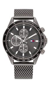 Tommy Hilfiger Analogue Multifunction Quartz Watch for Men with Gunmetal Stainless Steel Mesh Bracelet - 1792019