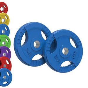 Body Revolution Olympic Weight Plates - Colour/Rubber Tri-Grip Barbell Weight Sets for Lifting and Strength Training - Gym Equipment for Women and Men