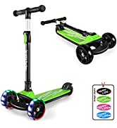 besrey Kids Scooter - Big Wheels Foldable Kick Scooter with Flashing LED Lights for Boys Girls, 4...