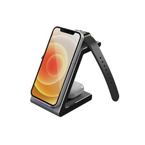 Prestigio Revolt A8 3 in 1 Wireless Charger Compatible with Apple iPhone 8/10 / 12 / Pro/Max - Apple Watch Wireless Charging Stand Dock for iPhone