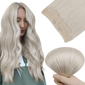 Easyouth Blonde Wire Human Hair Extensions Remy Hair 80g 18 Inch Invisible Hair Extensions Wire Hair White Blonde Hair Wire Extensions