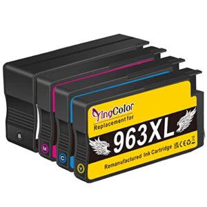 963XL Ink Cartridges Multipack High Yield for HP 963 Ink Cartridge High Yield for HP OfficeJet Pro 9010 9015 9020 9019 9025 9012 9022 9014 9016 9013 Inkjet Printer (Black Cyan Magenta Yellow