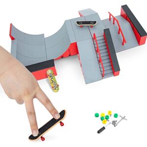 Gr8ware Finger Skateboard Ramps Set - 4 Pcs Combination Mini Ramp Track with Skateboards Desktop Skate Park Toys Finger Skateboarding Skate Ramps Set Fingerboard Training Props for Skate Lovers