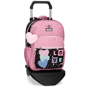Enso Love Vibes School Backpack with Cart Pink 30x38x12cm Polyester 13.68L