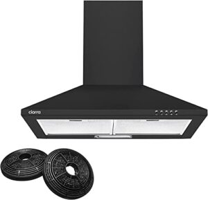CIARRA Cooker Hood 60cm CBCB6201 600mm Kitchen Extractor Hood with Carbon Filters Recirculating&Ducting Wall Mounted Cooker Extractor Fan Black            [Energy Class A++]
