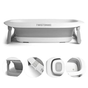 Twistshake Foldable & Non-Slip Baby Bath Tub | Ergonomic Collapsable and Secure | Portable Bathtub for Infants | Toddler Shower Tub | Suitable for 0+ Months | Capacity: 30L | Grey White