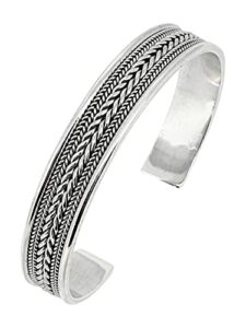 TreasureBay Solid 925 Sterling Silver Bangle Bracelet For Men or Wome