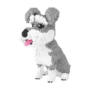 Larcele 7185 Pieces Dog Micro Building Blocks Animal Mini Building Toy Bricks KLJM-02 (Big Schnauzer)
