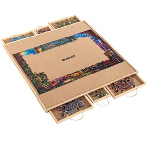 Becko US Rotating Puzzle Board with 6 Drawers Square Puzzle Table with Lazy Susan Rotatable Design