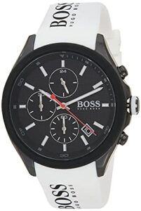 BOSS Chronograph Quartz Watch for Men with White Silicone Bracelet - 1513718