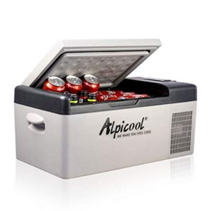Alpicool C15 Car Fridge 12v 15L Car Mini Fridge Car Refrigerator Portable Quiet Camping Fridge Freezer Vehicle Truck RV Boat Electric Cool Box for Driving Travel Outdoor Picnic