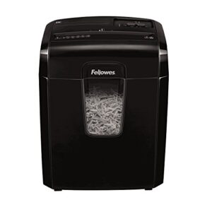 Fellowes Paper Shredder for Home Office Use - 8 Sheet Cross Cut Shredder for Home and Personal Use - Deskside Shredder with 14 Litre Bin and Safety Lock - Powershred 8C - High Security P4 - Black