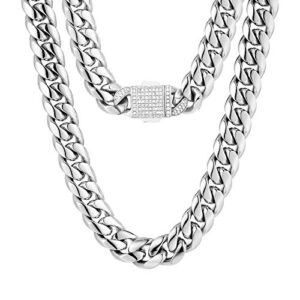 KRKC&CO Cuban Chain Necklace 12mm 18K Gold Iced Out Clasp