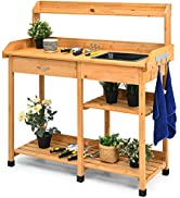 COSTWAY Tricycle Plant Stand, Metal Flower Pot Cart Holder with 3 Baskets and Decorative Wheels, ...