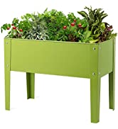 COSTWAY Raised Flower Bed, Metal Elevated Planter with Legs and Drainage Holes, Garden Plant Cont...