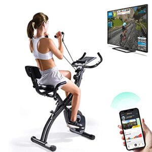 VRAi Fitness SXB-350 Bluetooth Smart Folding Exercise Bike-Kinomap Smartphone App Compatible and Live Video Streaming Classes-Our Magnetic Resistance Folding Bike is Best Exercise Bikes for Home Use