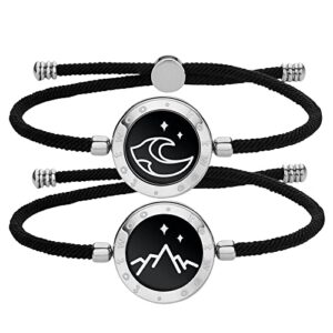 TOTWOO Long Distance Touch Bracelets for Couples Light up&Vibrating Long Distance Realtionship Gifts Smart Bracelets Bluetooth Connecting Jewelry