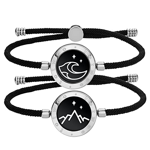 TOTWOO Long Distance Touch Bracelets for Couples Light up&Vibrating Long Distance Realtionship Gifts Smart Bracelets Bluetooth Connecting Jewelry
