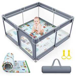 VANCLE Baby Playpen with Mat 127cm x 127cm Playpen for Babies and Toddlers