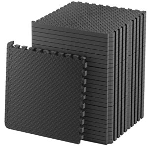Edukit Extra Thick Gym Flooring Tiles - 61.5 x 61.5 x 2 cm thick - Interlocking Non-Slip Puzzle Floor Tiles Gym Flooring Yoga Exercise Mats – Thicker than Regular Tiles for Heavy Equipme