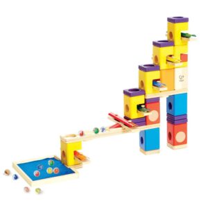 Hape Music Motion | Wooden Quadrilla Marble Run Construction STEAM Toy Playset for Kids