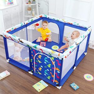 Baby Playpen 49 x 49 x 26.7 inch Portable Kids Sturdy Safety Play Center Yard with Super Soft Breathable Mesh Indoor & Outdoor Kids Activity Center Fence Playpens for Infants and Babies