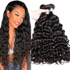 VIPbeauty Natural Ocean Wave Human Hair 3 Bundles Deal 20 22 24 Inch Brazilian Virgin Human Hair Extensions Soft Double Weft Water Wave Human Hair Weave 300g