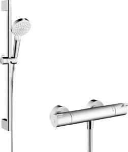 hansgrohe Crometta Shower system 100 Vario with Ecostat 1001 CL thermostatic mixer and shower rail 65 cm
