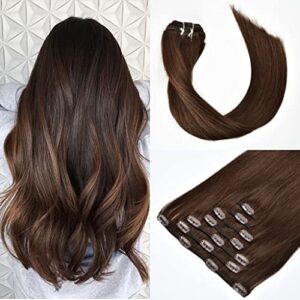 Remy Clip in Hair Extensions Real Human Hair Straight Full Head for Women 7Pcs 16Clips 120g/Set (18 Inch