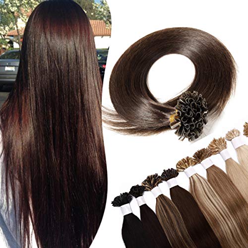 24 inch SEGO Pre Bonded Human Hair Extensions [0.5g*100 Strands] #2 Dark Brown U Tip Invisible (50g)