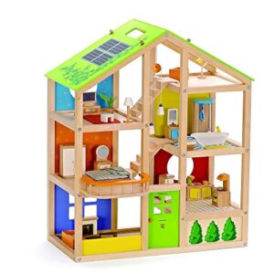 Hape All Season House (Furnished)| Award-Winning 3-Storey Dolls House Toy with Furniture
